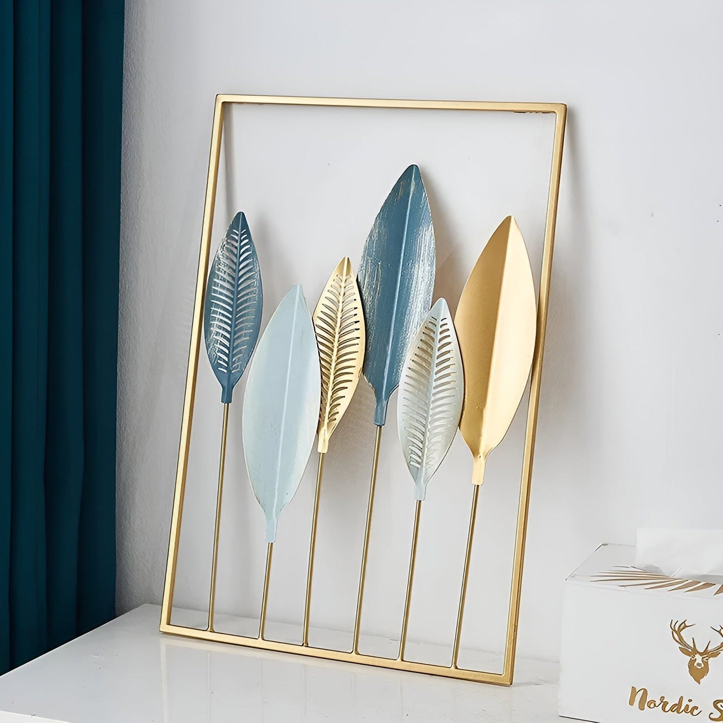 Green Metal Leaf Decor Wall Art
