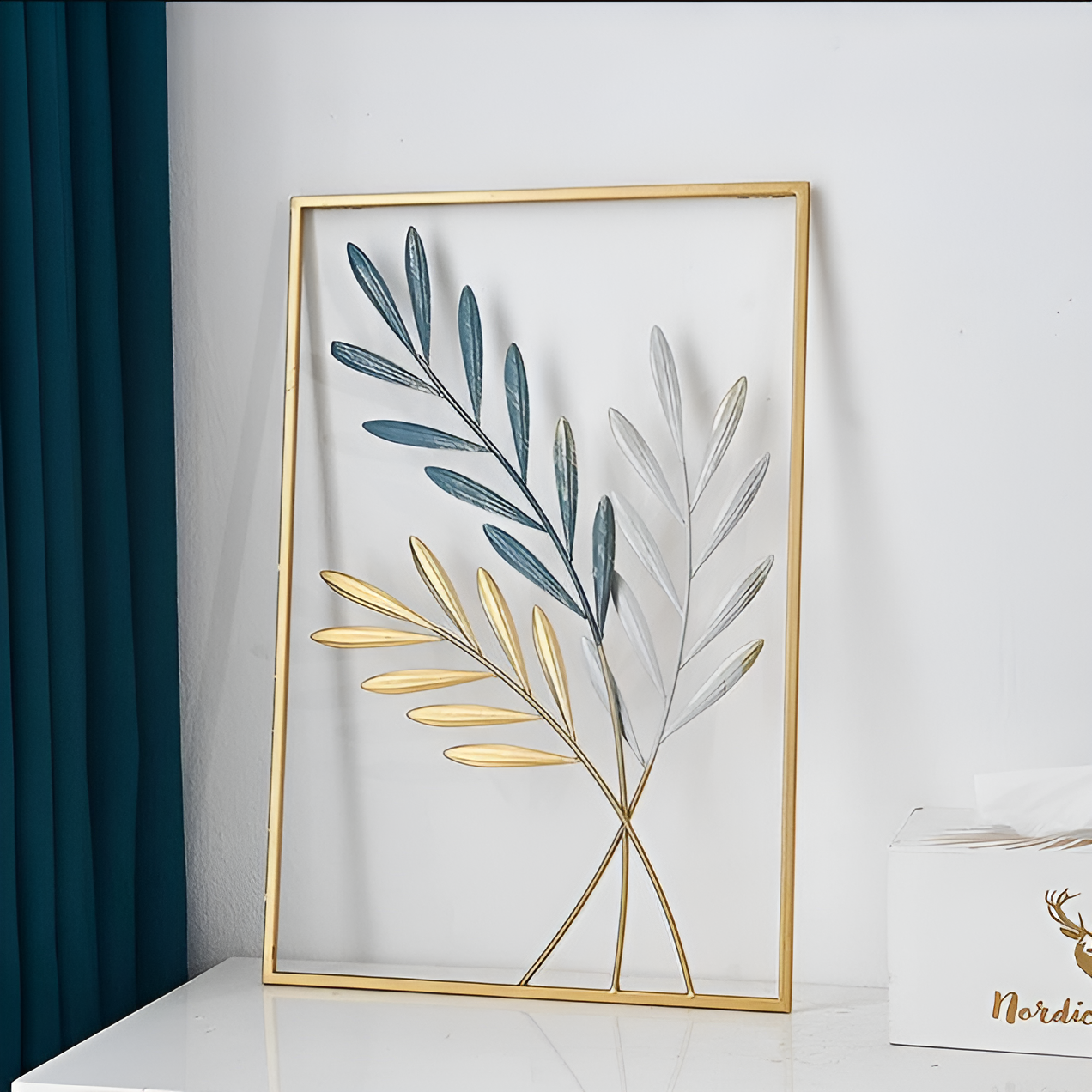 Green Metal Leaf Decor Wall Art