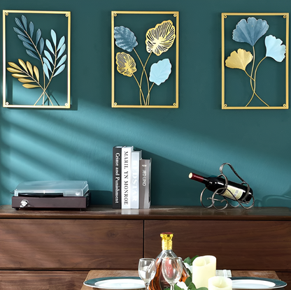 Green Metal Leaf Decor Wall Art