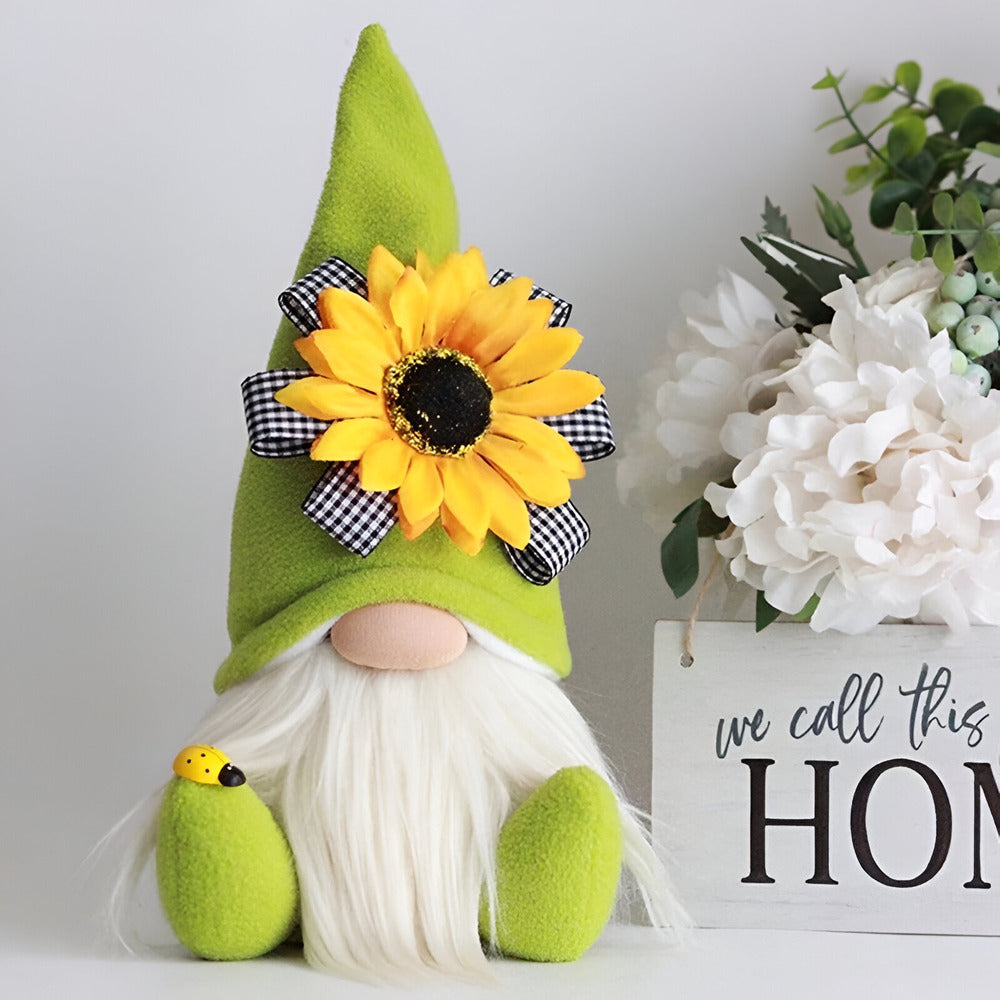 Adorable Garden Gnome Statue with Bright Flowers