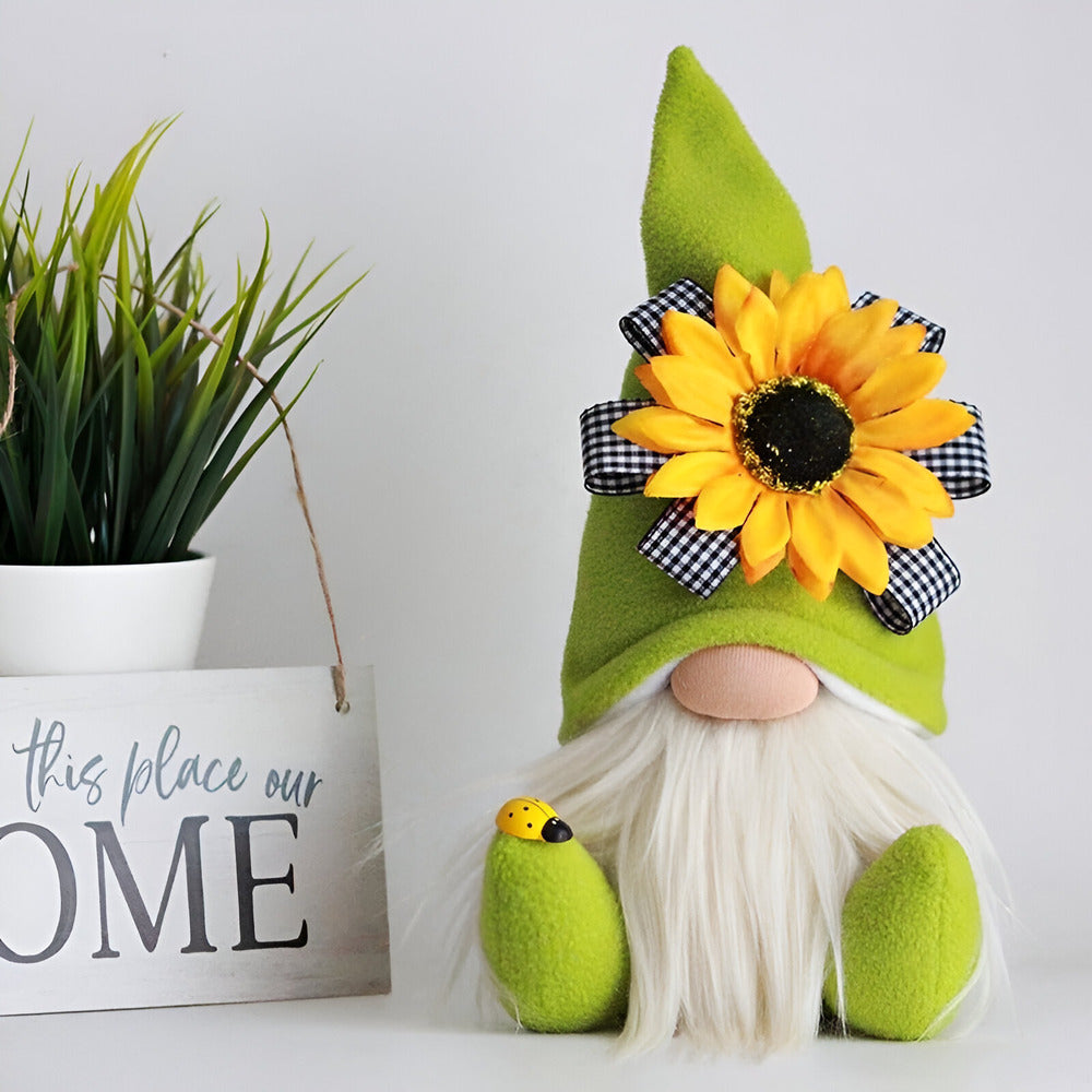 Adorable Garden Gnome Statue with Bright Flowers