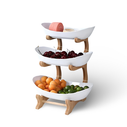 Natural Wooden Multi-Tier Fruit Stand
