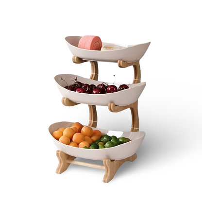 Natural Wooden Multi-Tier Fruit Stand