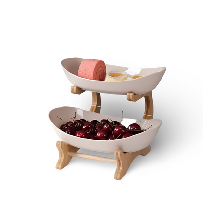 Natural Wooden Multi-Tier Fruit Stand