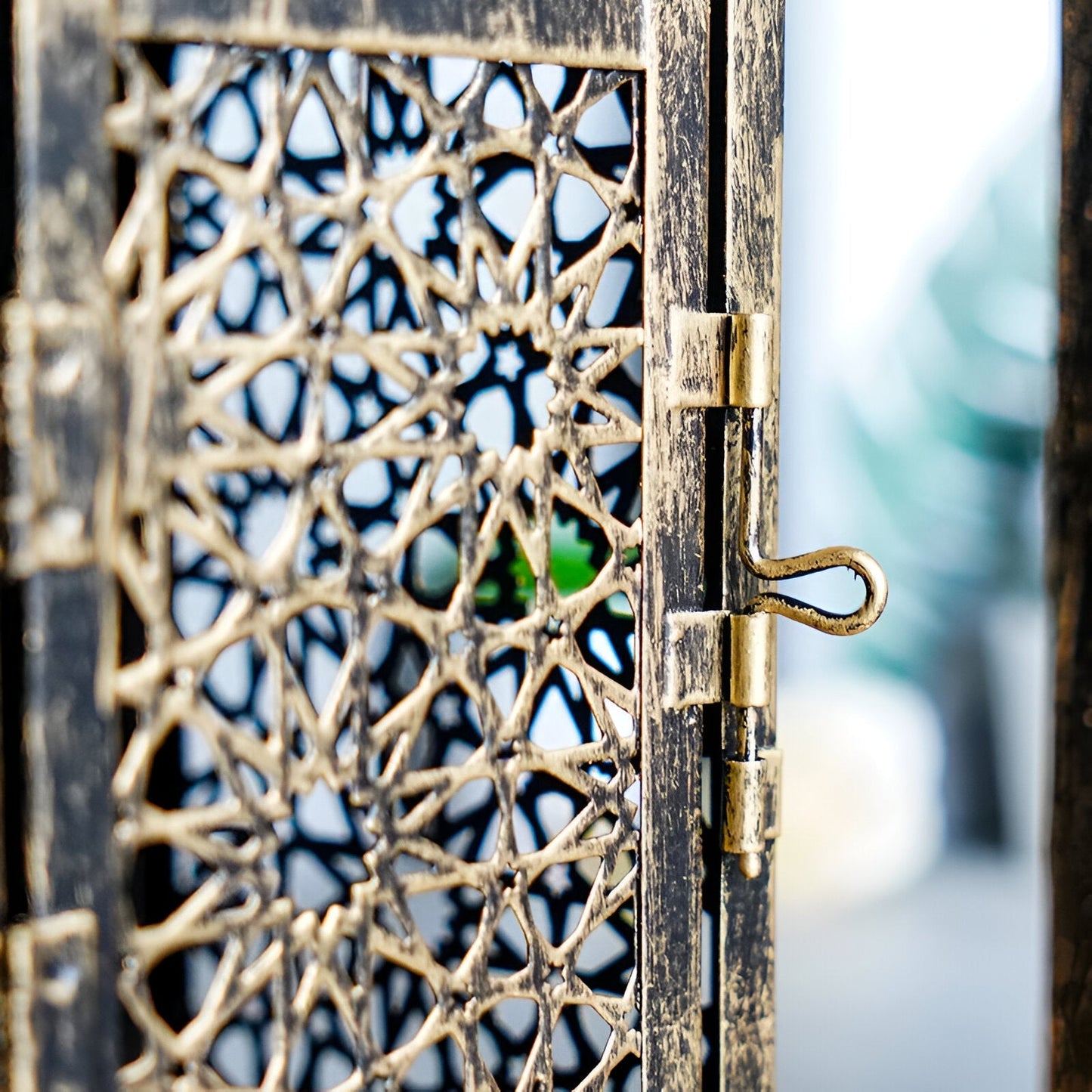 Ornate Metal Candle Holder with Floral Design