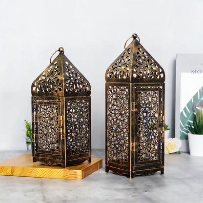 Ornate Metal Candle Holder with Floral Design