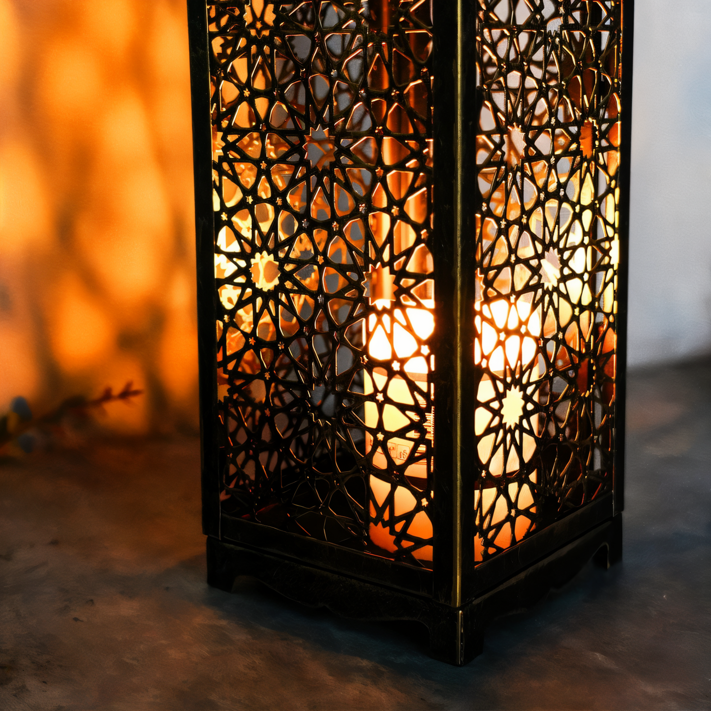 Ornate Metal Candle Holder with Floral Design