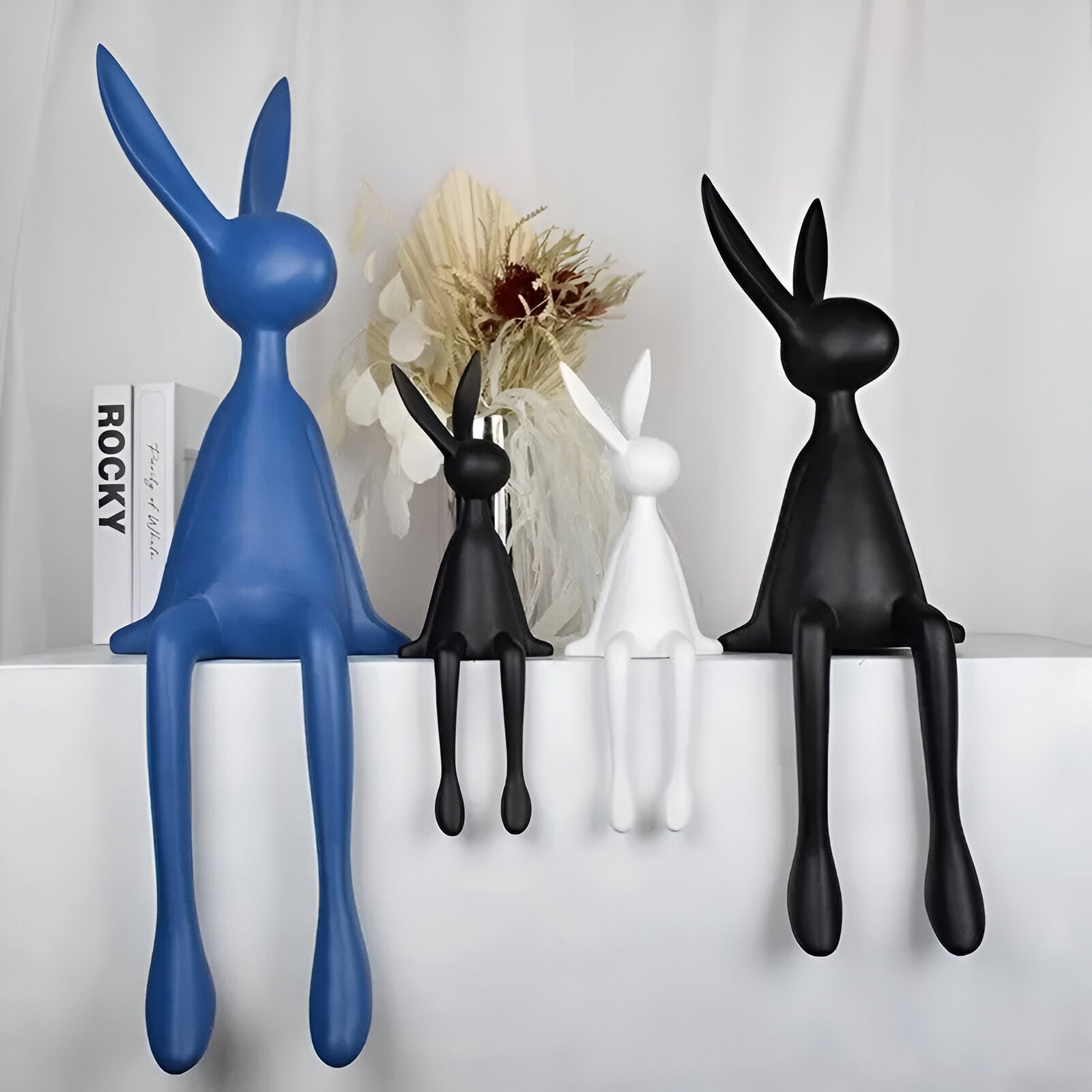 Colorful Resin Easter Bunny Figurine Decoration - Fesara