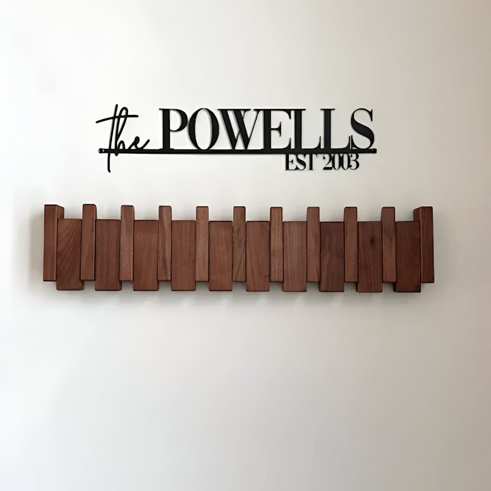 Rustic Wood Coat Rack in Musical Key Style - Fesara