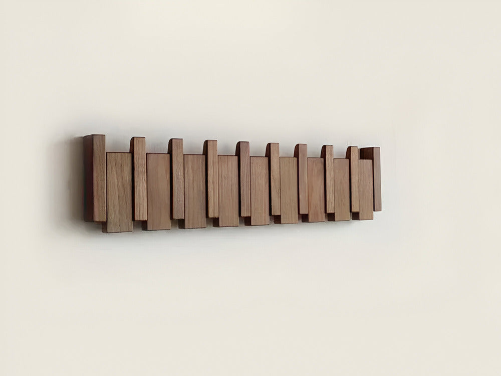 Rustic Wood Coat Rack in Musical Key Style