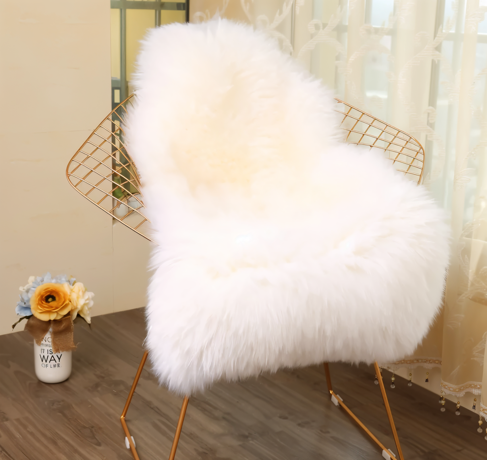 Plush Faux Fur Area Rug - Soft Synthetic Sheepskin Mat - Fesara