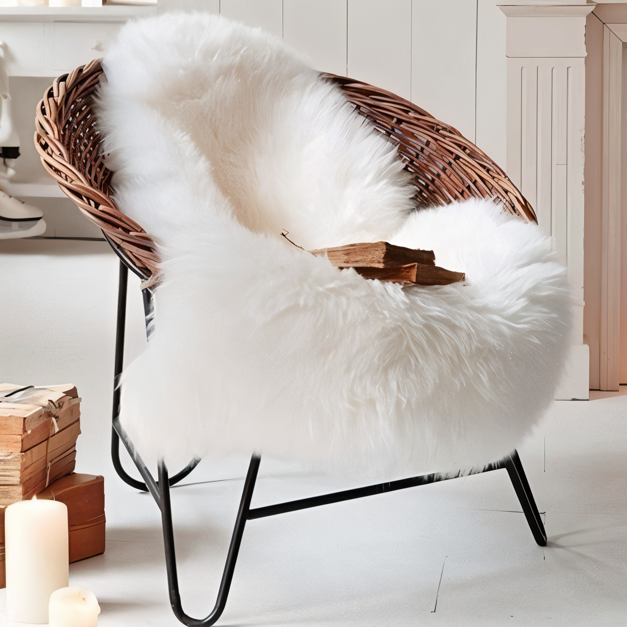Plush Faux Fur Area Rug - Soft Synthetic Sheepskin Mat