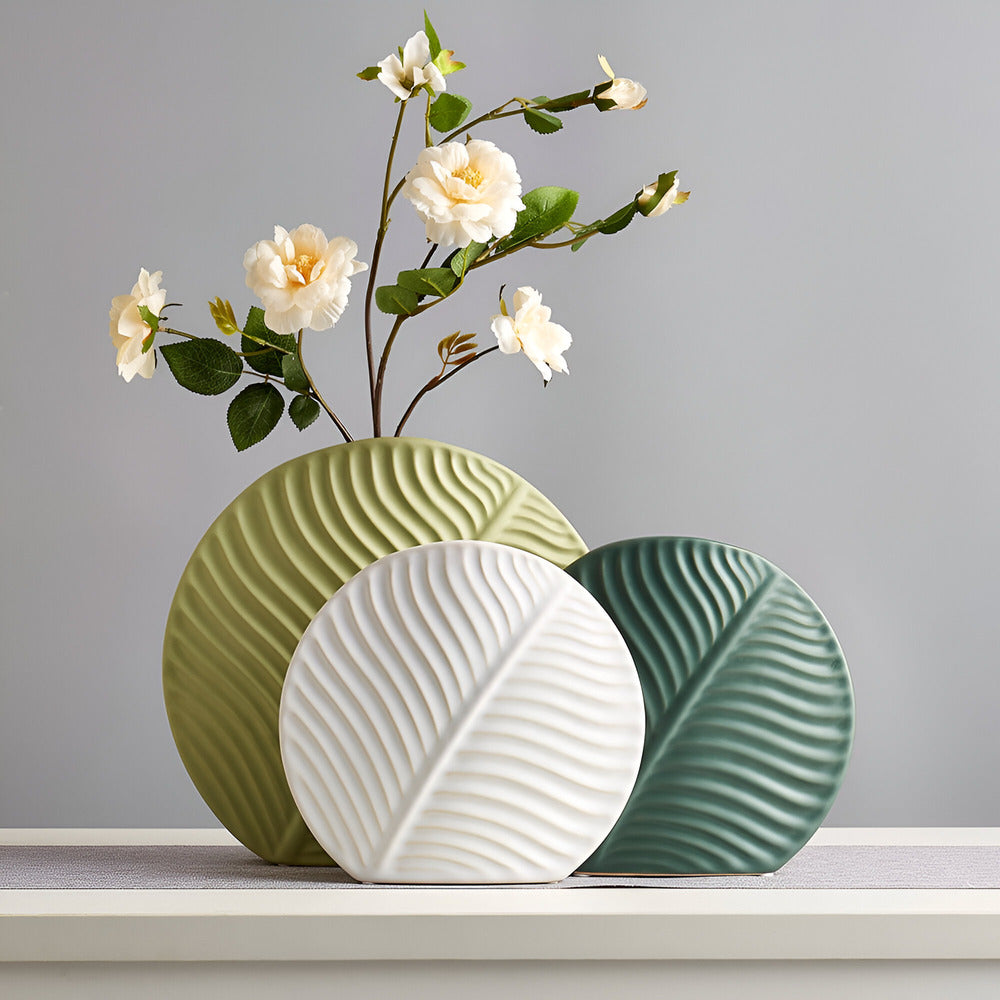 Simple White Ceramic Vase Modern Home Decoration - Fesara