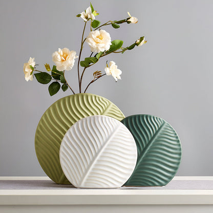 Simple White Ceramic Vase Modern Home Decoration - Fesara