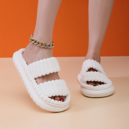 Cozy Faux Fur Slippers with Cross Strap Detail
