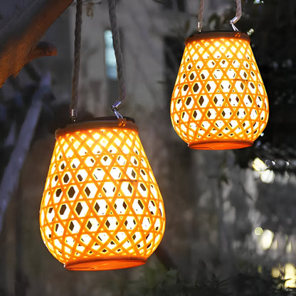 Natural Bamboo Style Solar Outdoor Lamp