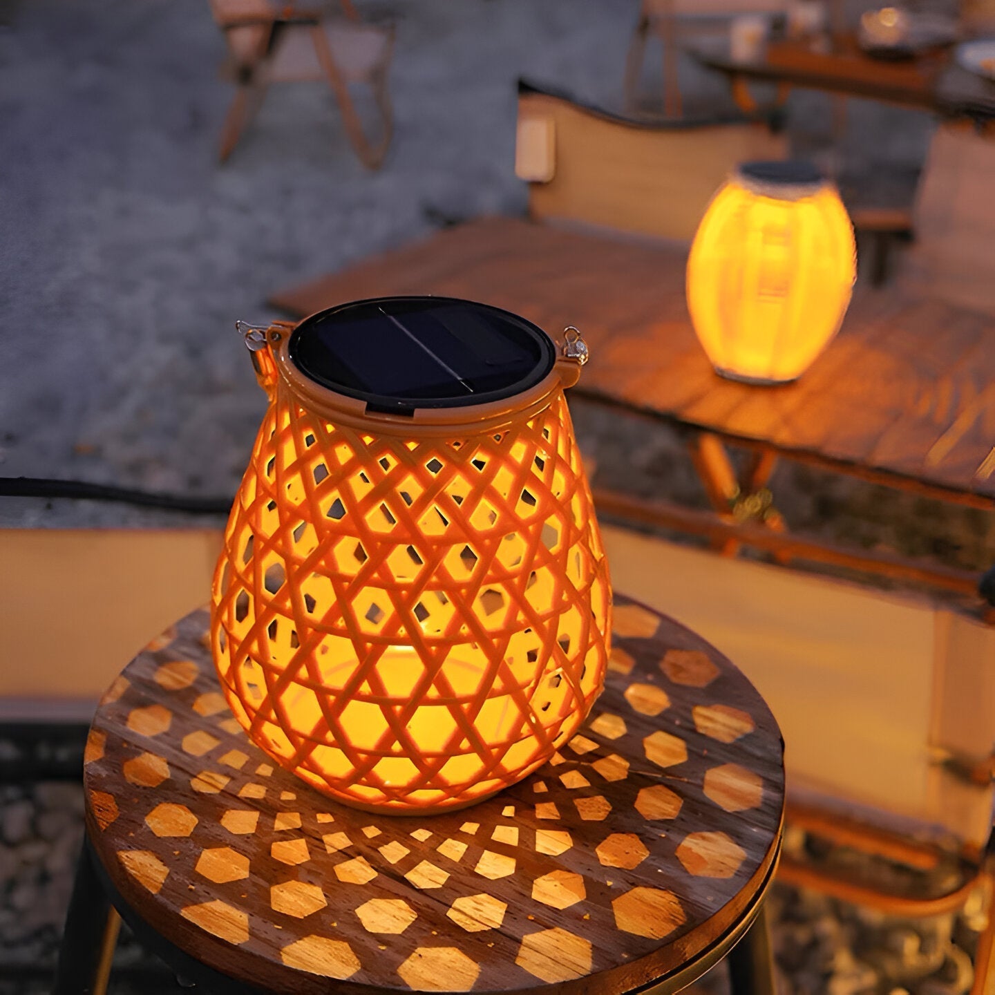 Natural Bamboo Style Solar Outdoor Lamp - Fesara