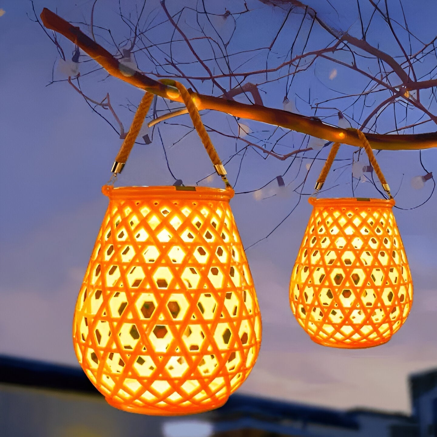 Natural Bamboo Style Solar Outdoor Lamp