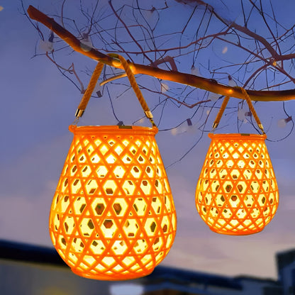 Natural Bamboo Style Solar Outdoor Lamp