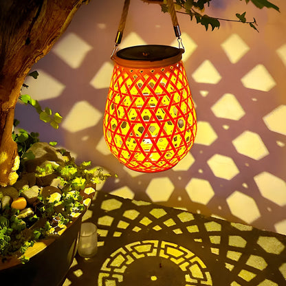 Natural Bamboo Style Solar Outdoor Lamp