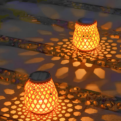 Natural Bamboo Style Solar Outdoor Lamp