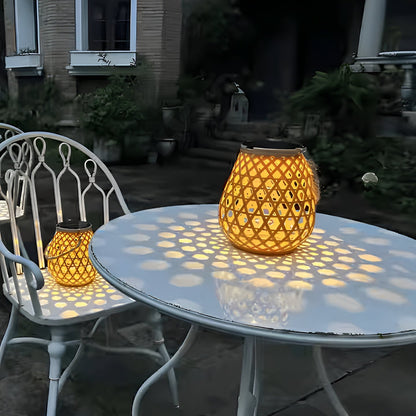 Natural Bamboo Style Solar Outdoor Lamp