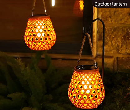 Natural Bamboo Style Solar Outdoor Lamp