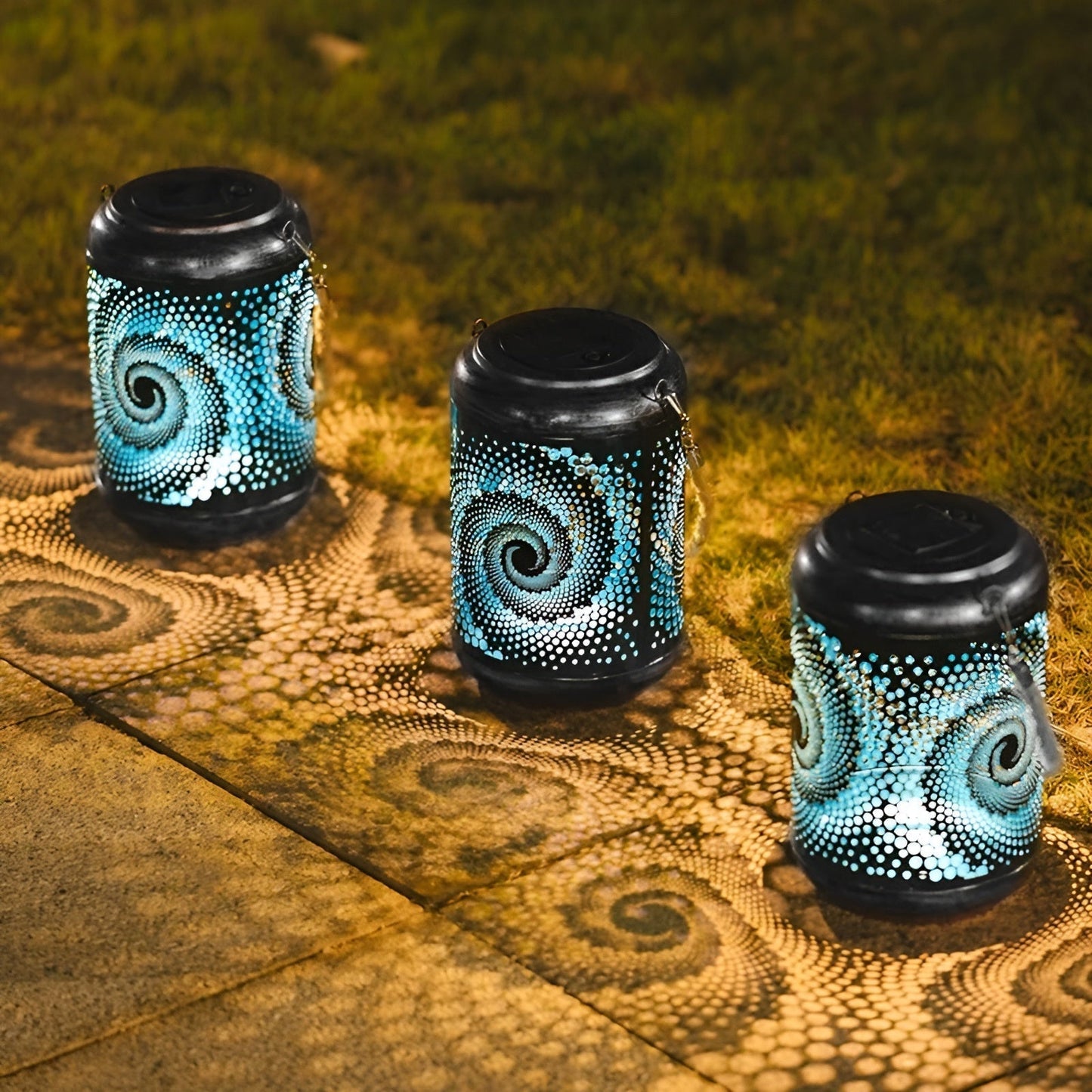 Colorful Outdoor Solar Lamp with Spiral Pattern