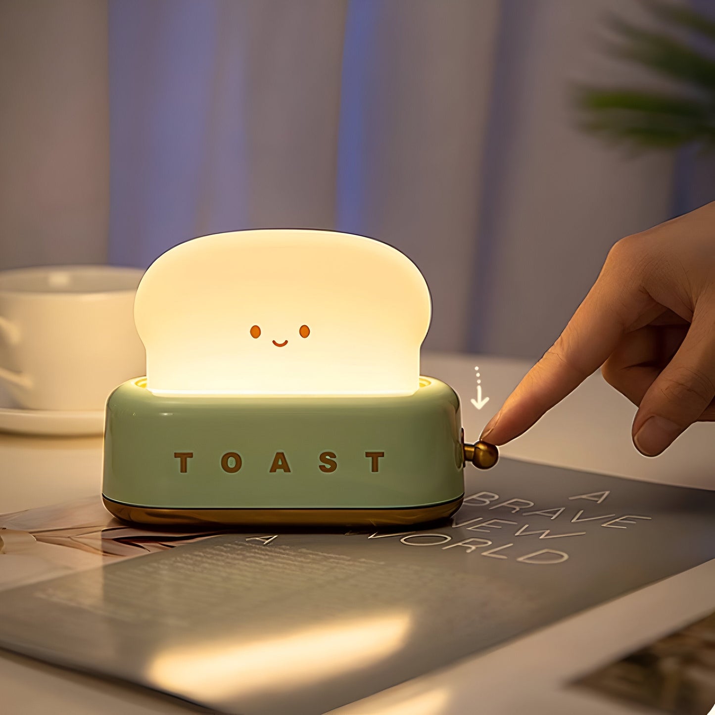 Compact Toaster Table Lamp with Adjustable LED Light