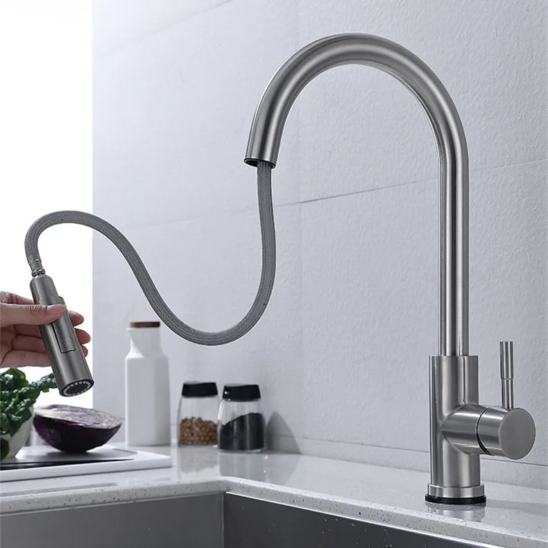 Automatic Sensor Kitchen Faucet with Flexible Sprout