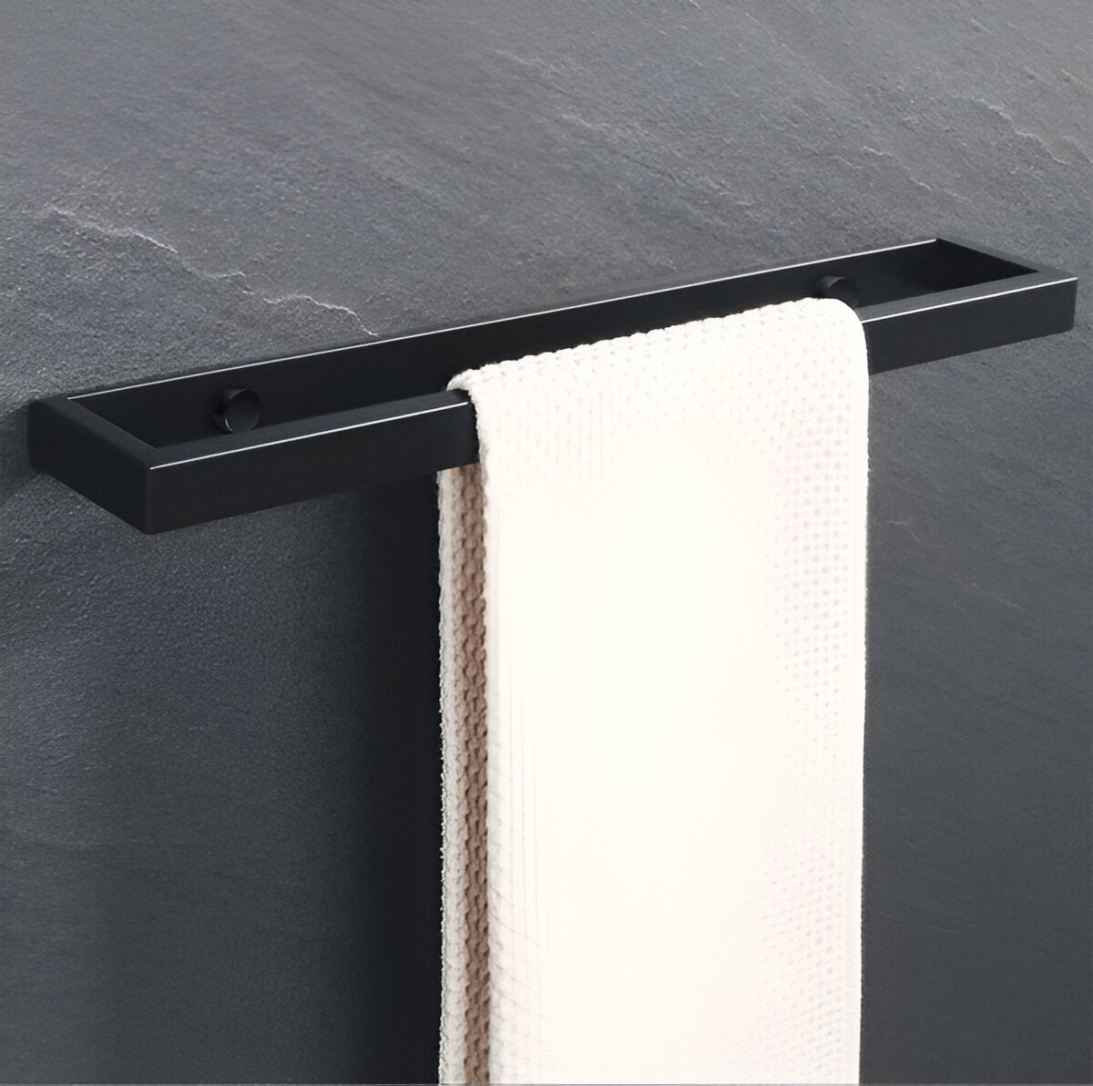 Sleek Black Metal Towel Holder