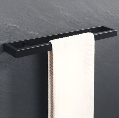 Sleek Black Metal Towel Holder