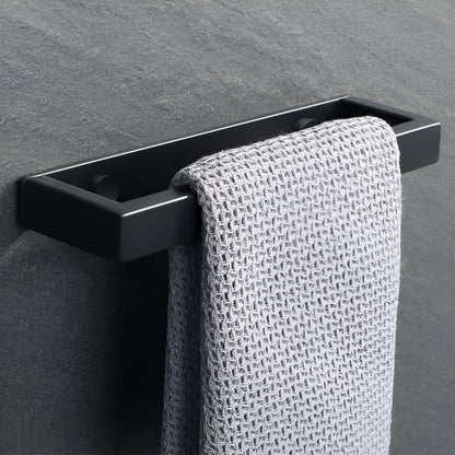 Sleek Black Metal Towel Holder