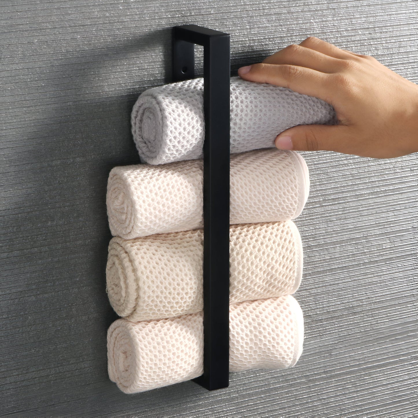 Sleek Black Metal Towel Holder