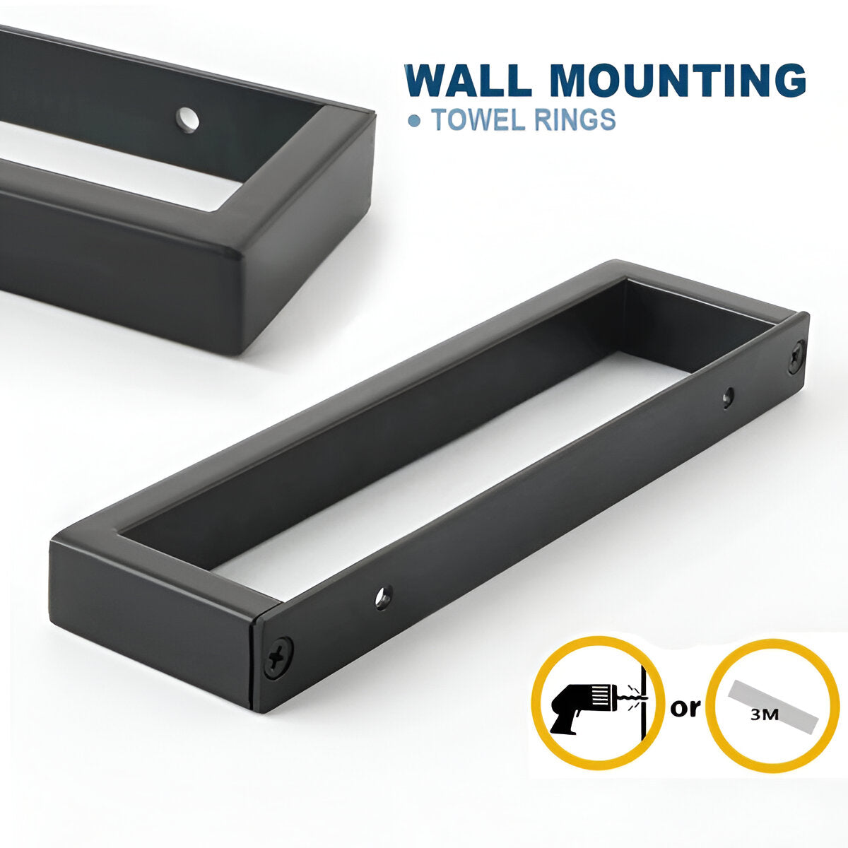 Sleek Black Metal Towel Holder