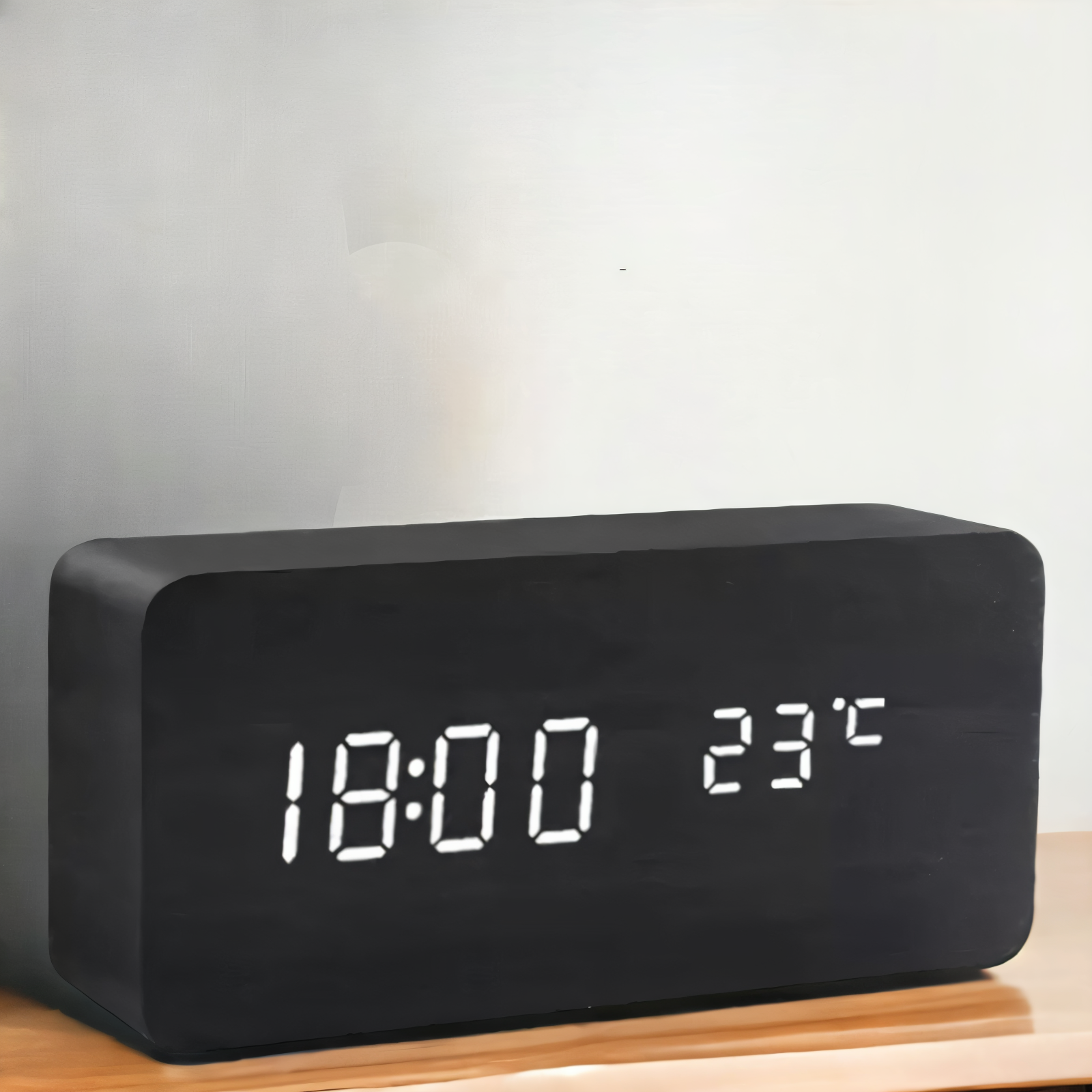Smart Wooden LED Alarm Clock with Temperature Display - Fesara
