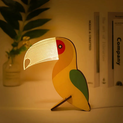Rustic Wood Animal Desk Lamp - Fesara