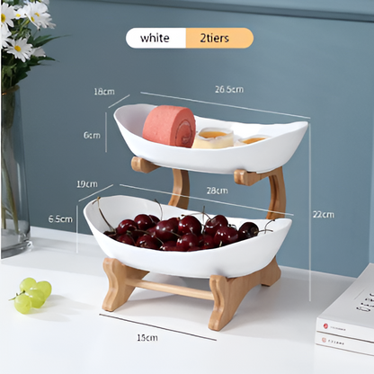 Natural Wooden Multi-Tier Fruit Stand