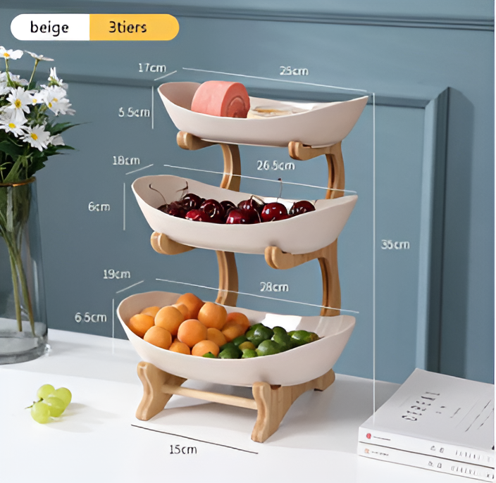 Natural Wooden Multi-Tier Fruit Stand