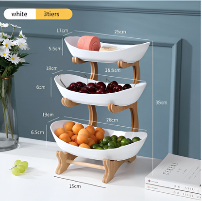 Natural Wooden Multi-Tier Fruit Stand