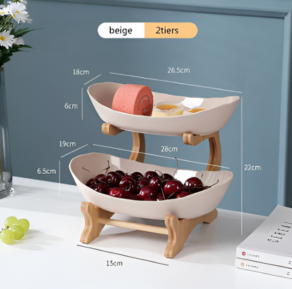 Natural Wooden Multi-Tier Fruit Stand