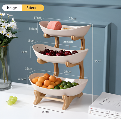 Natural Wooden Multi-Tier Fruit Stand
