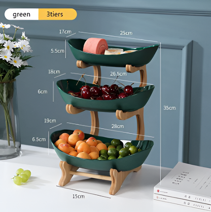 Natural Wooden Multi-Tier Fruit Stand