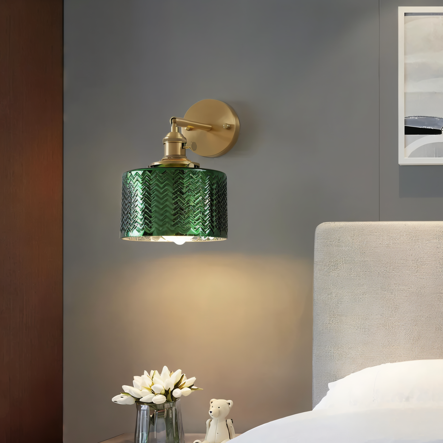 Modern LED Glass Wall Light with Adjustable Arm