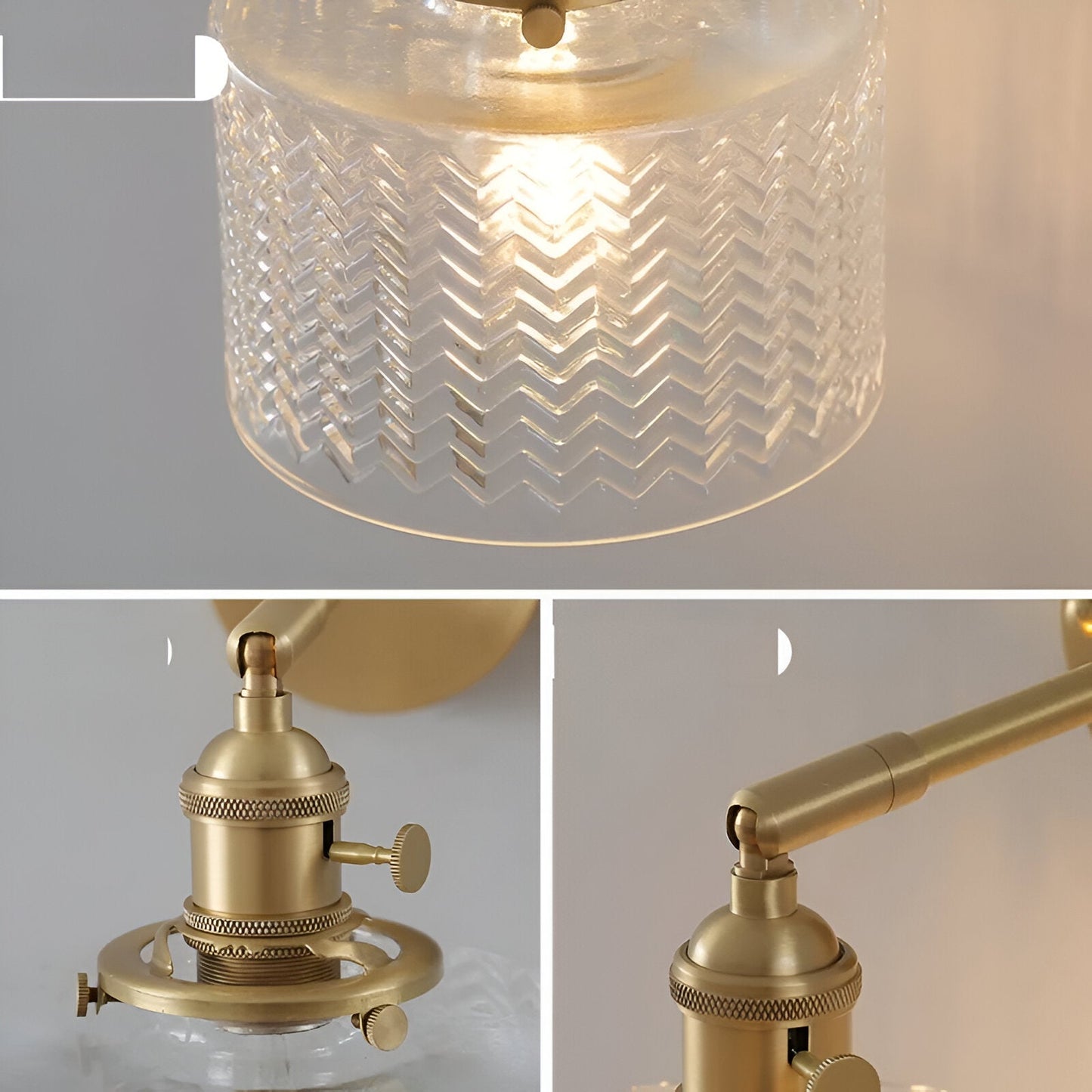 Modern LED Glass Wall Light with Adjustable Arm