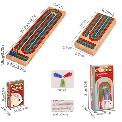 Traditional Wooden Cribbage Board Game Set