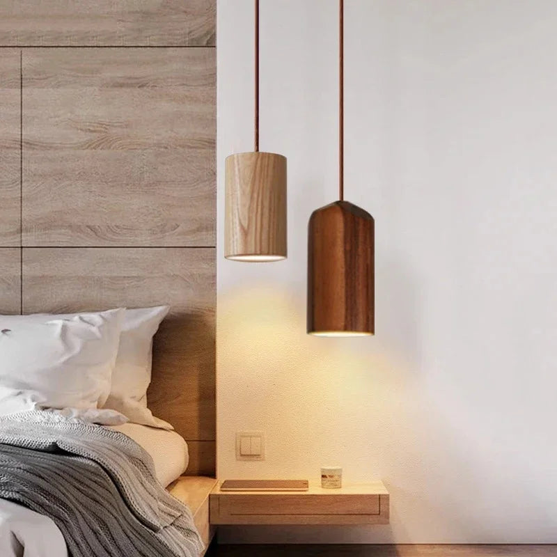 Natural Wood LED Hanging Light Fixture