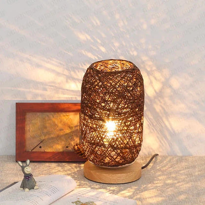 Rustic Wooden LED Table Light with Warm Soft Glow