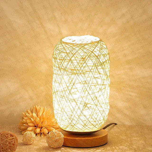 Rustic Wooden LED Table Light with Warm Soft Glow - Fesara