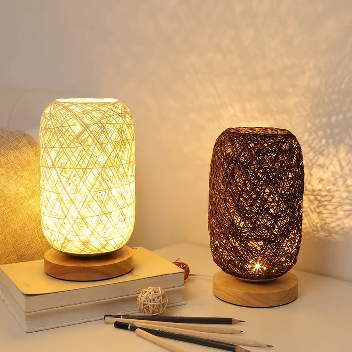 Rustic Wooden LED Table Light with Warm Soft Glow